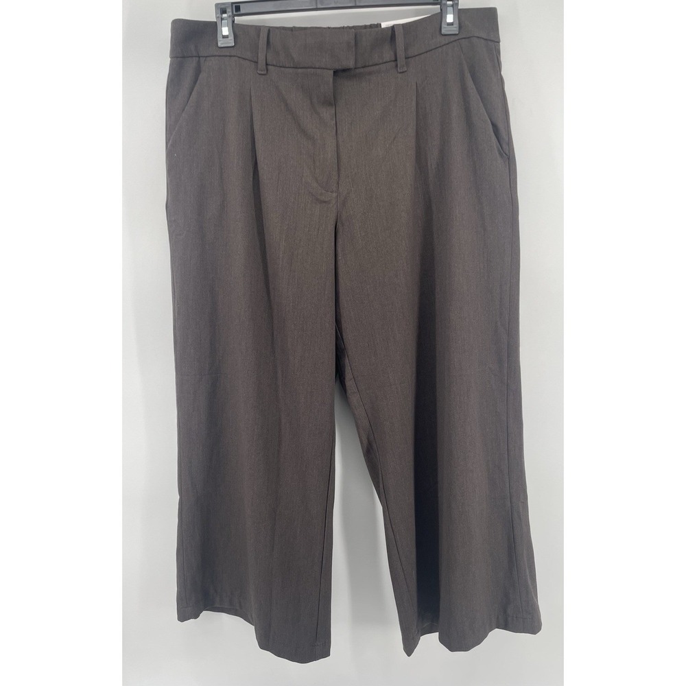American Eagle Wide Leg Trouser Women 18S Brown Stretch High Rise Career NWT